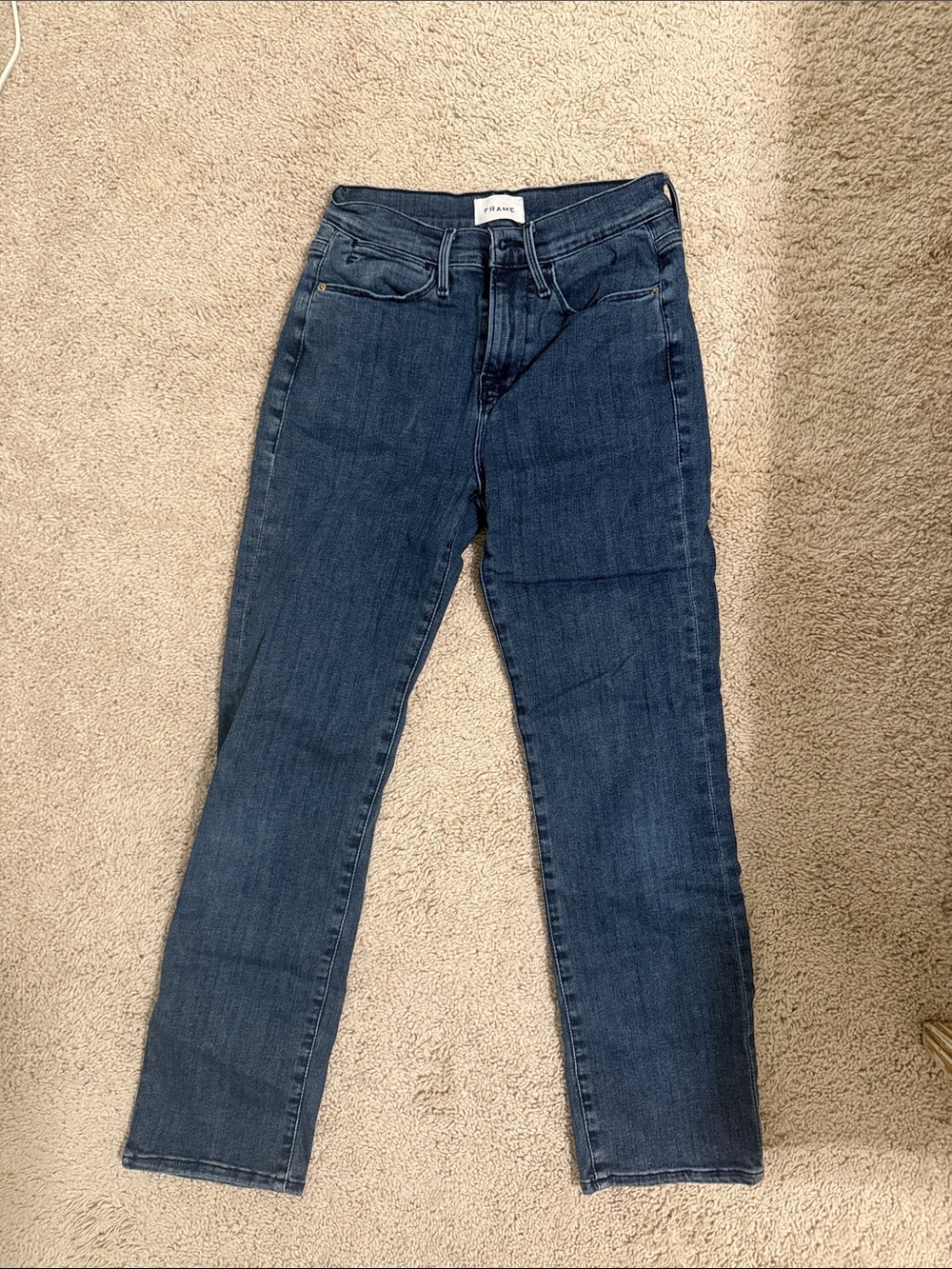 FRAME Jeans Le High Straight High Waist Stretch in Kinley Blue Size 26